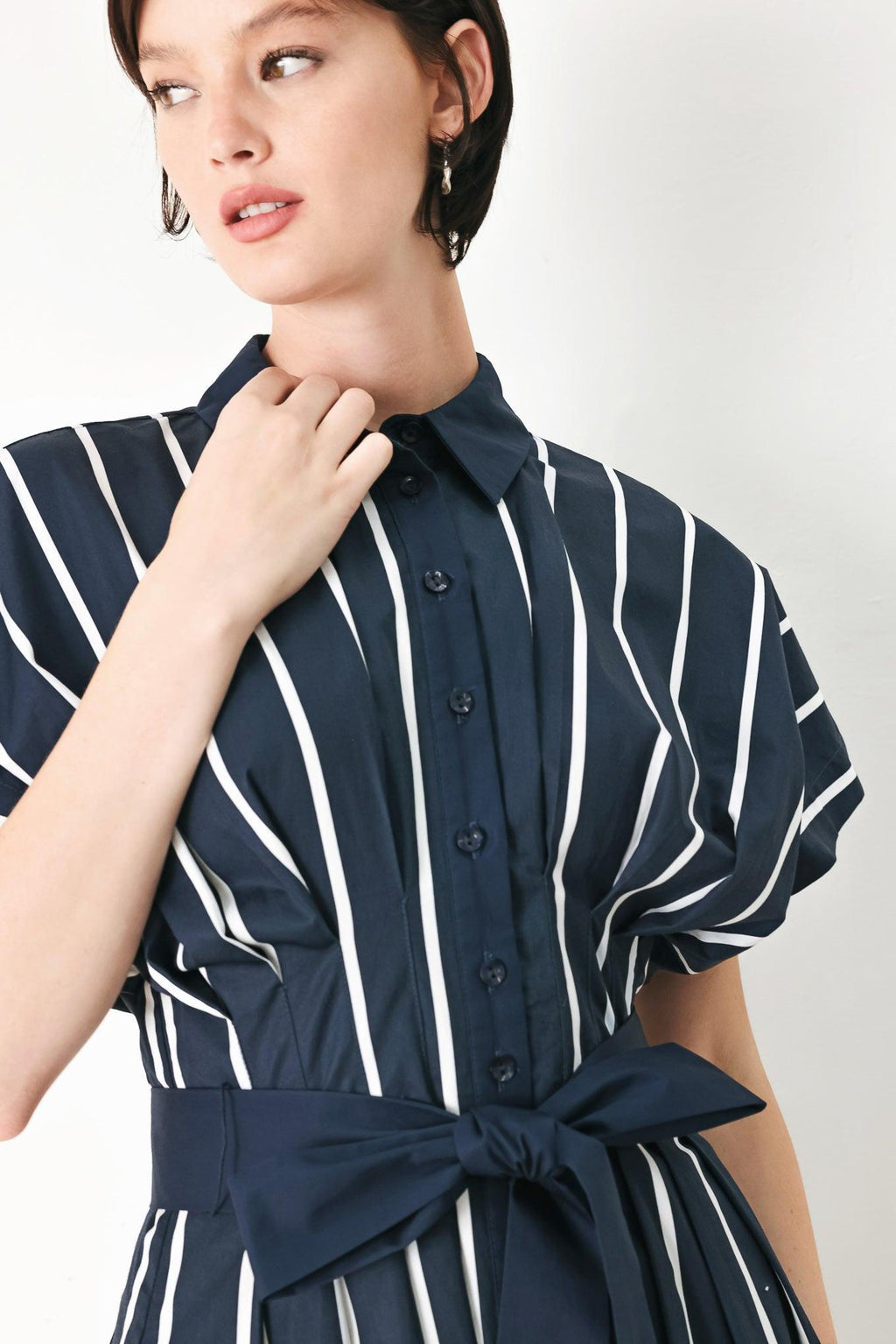 [PREORDER] PINSTRIPE STORY WOVEN MIDI DRESS Flying Tomato