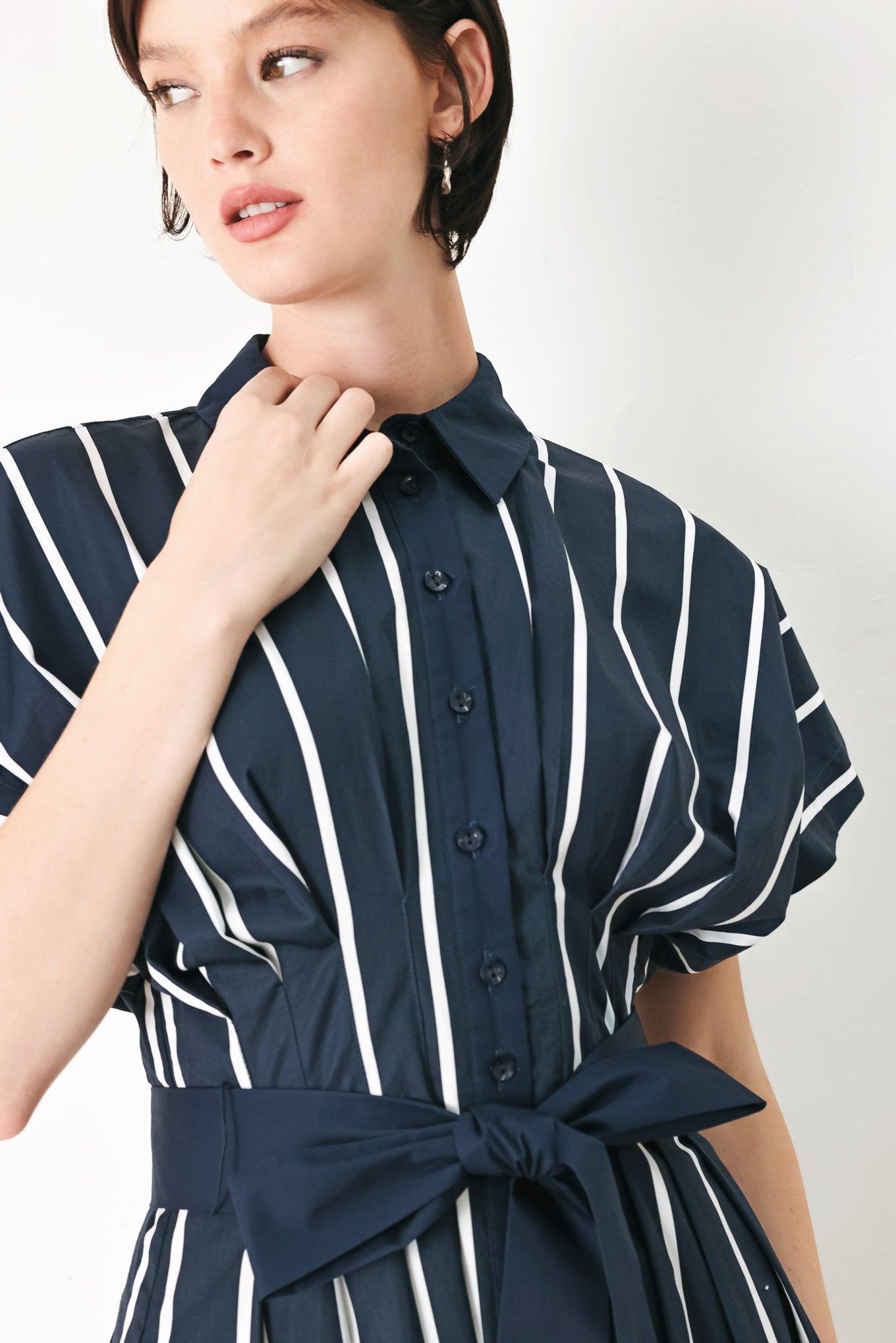 [PREORDER] PINSTRIPE STORY WOVEN MIDI DRESS Flying Tomato