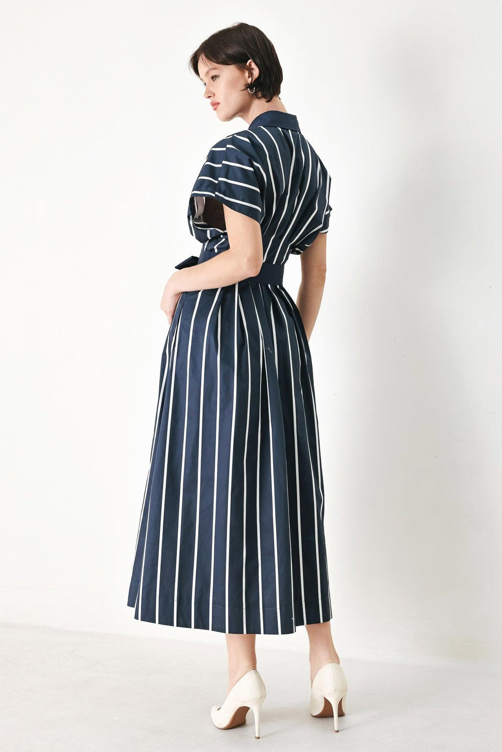 [PREORDER] PINSTRIPE STORY WOVEN MIDI DRESS Flying Tomato