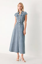 CLASSIC FLOW DENIM MIDI DRESS Flying Tomato