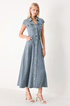 CLASSIC FLOW DENIM MIDI DRESS Flying Tomato