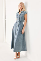 CLASSIC FLOW DENIM MIDI DRESS Flying Tomato