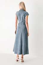 CLASSIC FLOW DENIM MIDI DRESS Flying Tomato