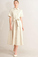 SANDSTONE GRACE WOVEN MIDI SHIRT DRESS Flying Tomato