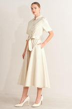 SANDSTONE GRACE WOVEN MIDI SHIRT DRESS Flying Tomato