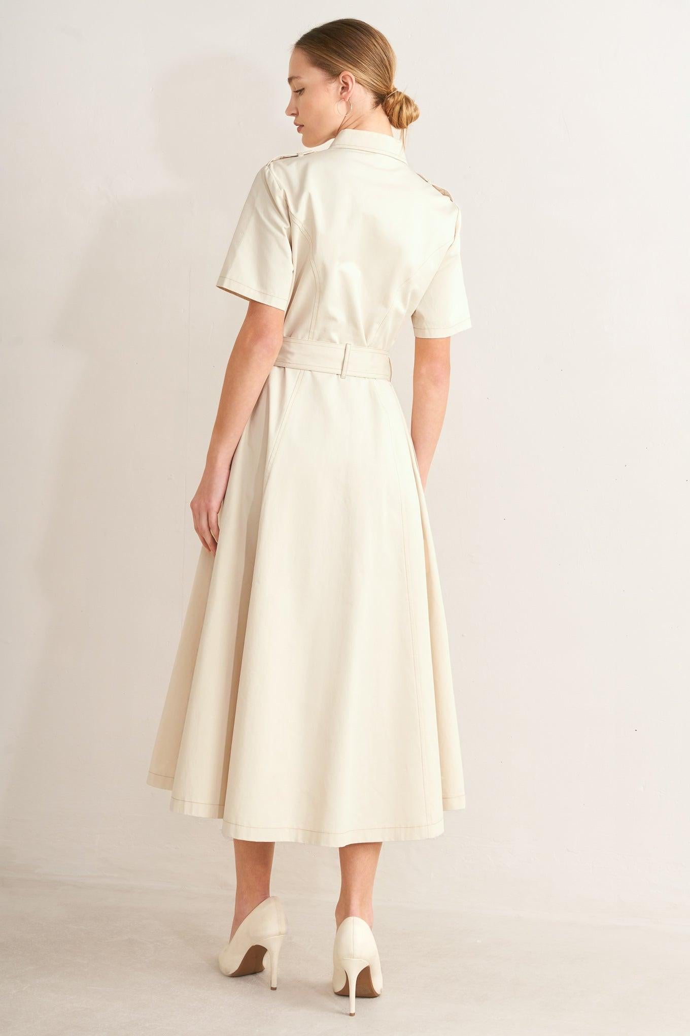 SANDSTONE GRACE WOVEN MIDI SHIRT DRESS Flying Tomato