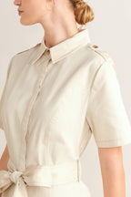 SANDSTONE GRACE WOVEN MIDI SHIRT DRESS Flying Tomato