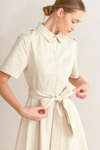 SANDSTONE GRACE WOVEN MIDI SHIRT DRESS Flying Tomato