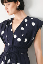 BLUE MOON DOT WOVEN MIDI DRESS Flying Tomato