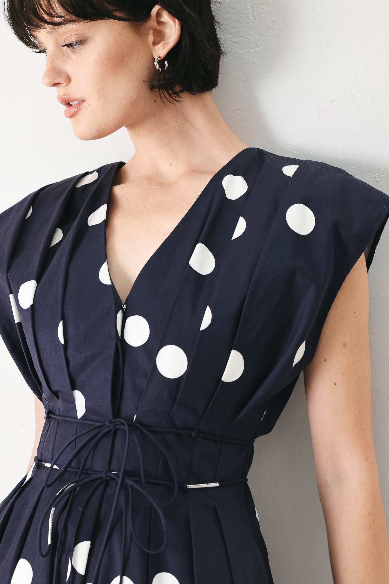 BLUE MOON DOT WOVEN MIDI DRESS Flying Tomato