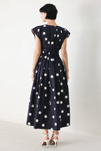 BLUE MOON DOT WOVEN MIDI DRESS Flying Tomato