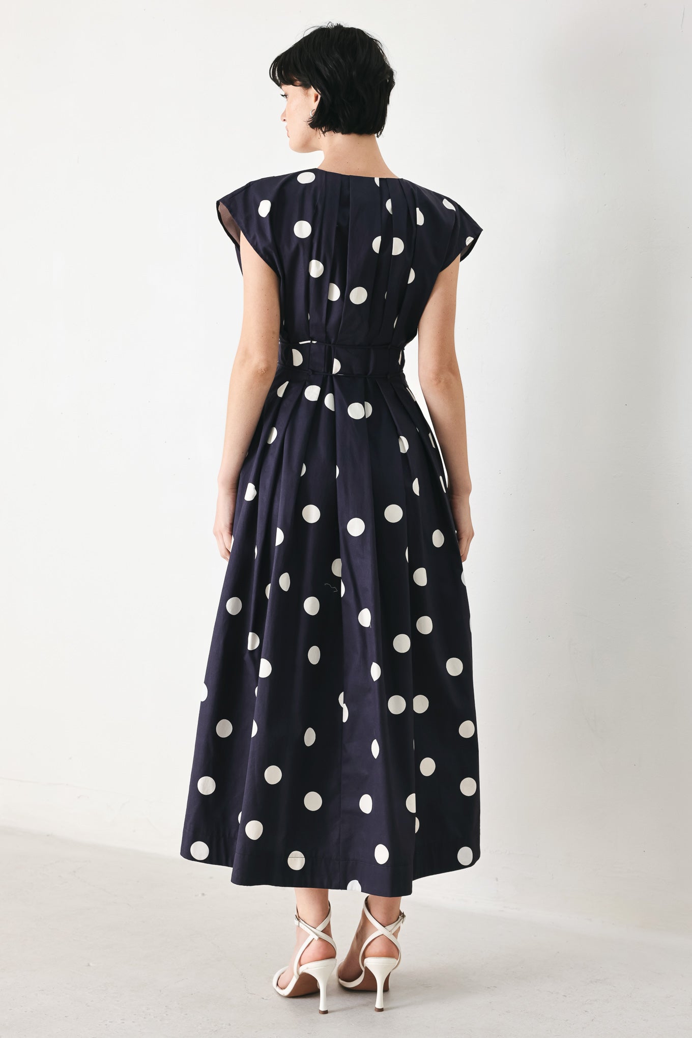 BLUE MOON DOT WOVEN MIDI DRESS Flying Tomato