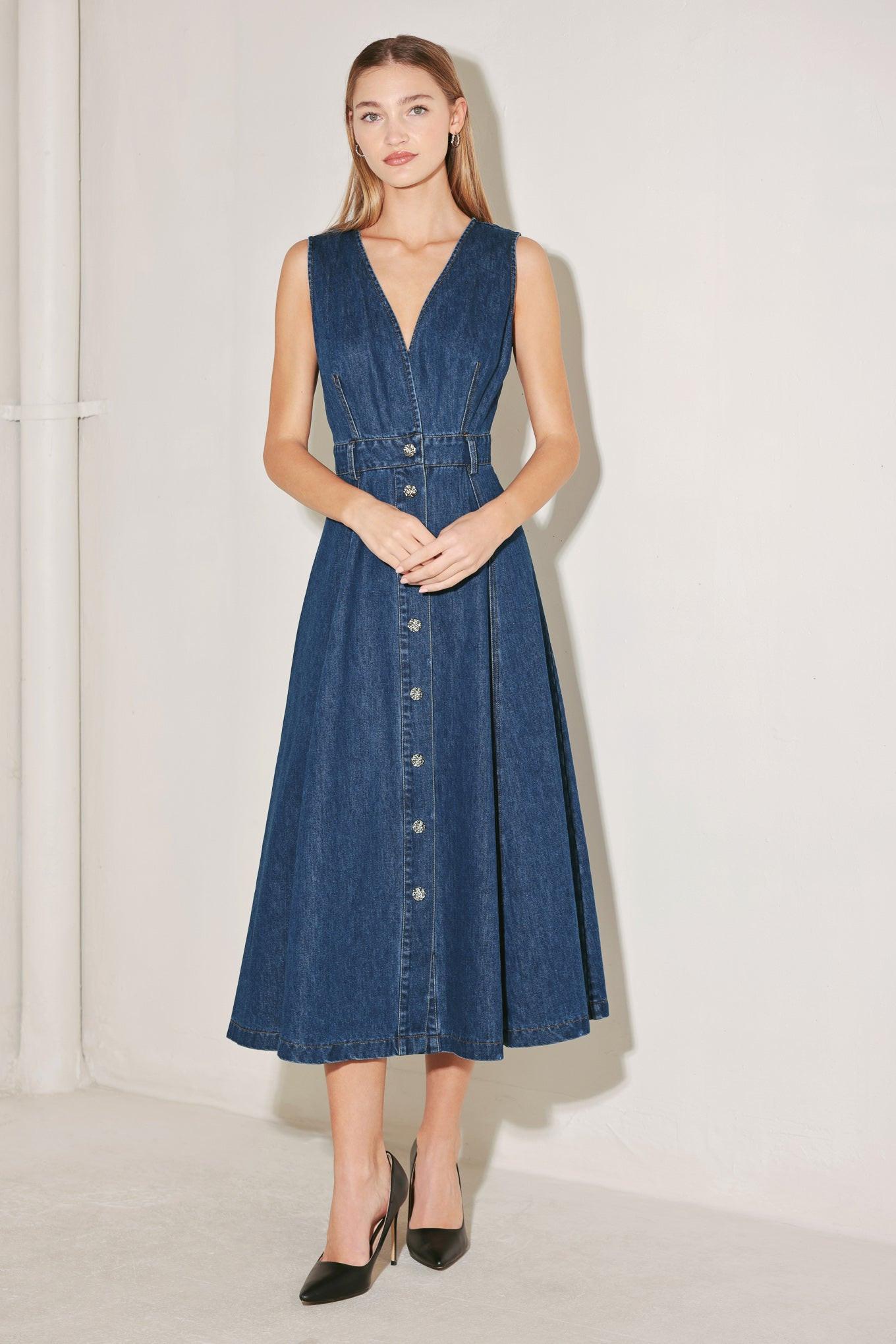 PARIS IN  DENIM MIDI DRESS Flying Tomato