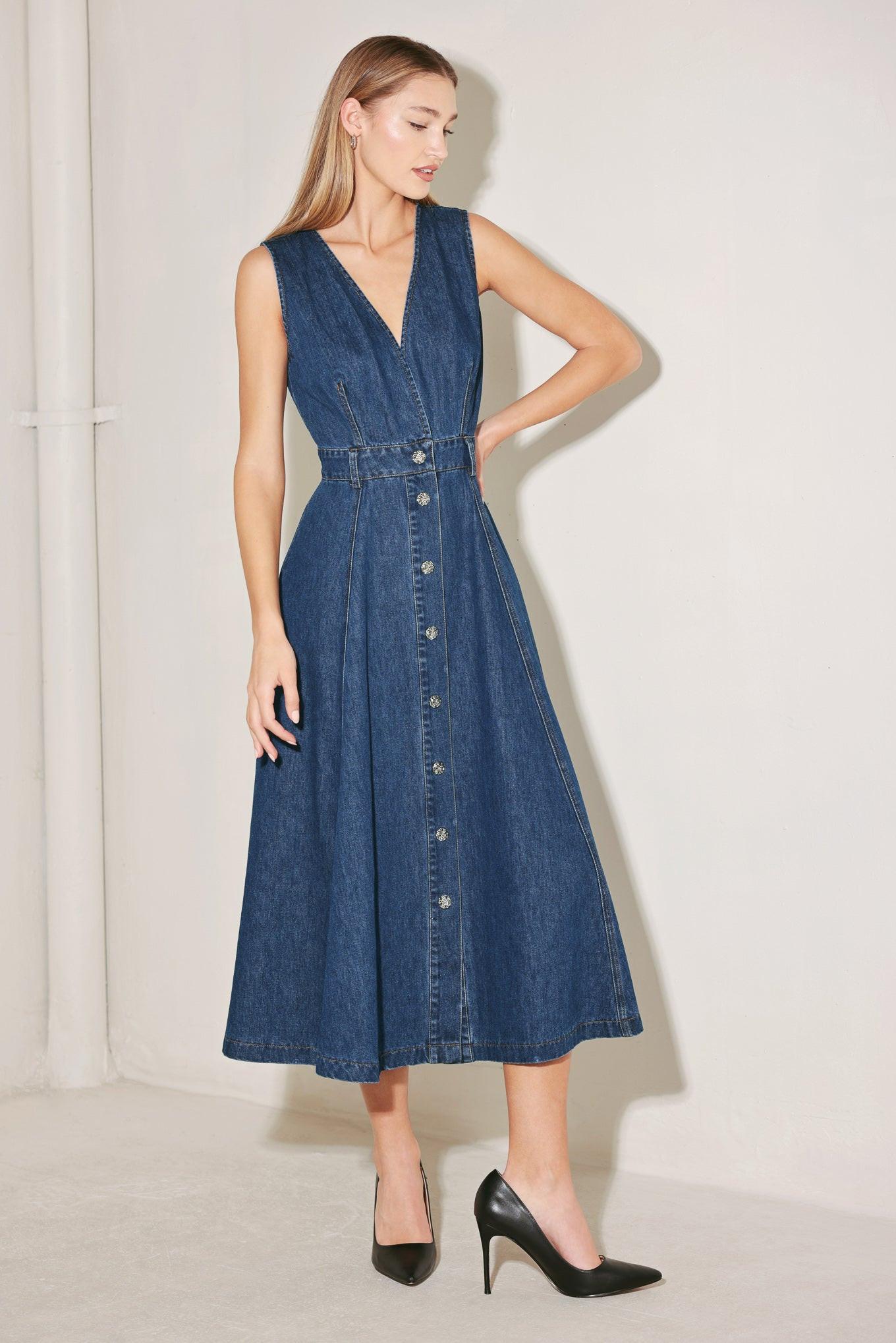 PARIS IN  DENIM MIDI DRESS Flying Tomato