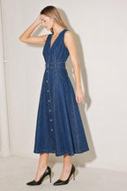 PARIS IN  DENIM MIDI DRESS Flying Tomato