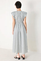 WHISPER STRIPE WOVEN MIDI DRESS Flying Tomato