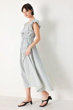 WHISPER STRIPE WOVEN MIDI DRESS Flying Tomato