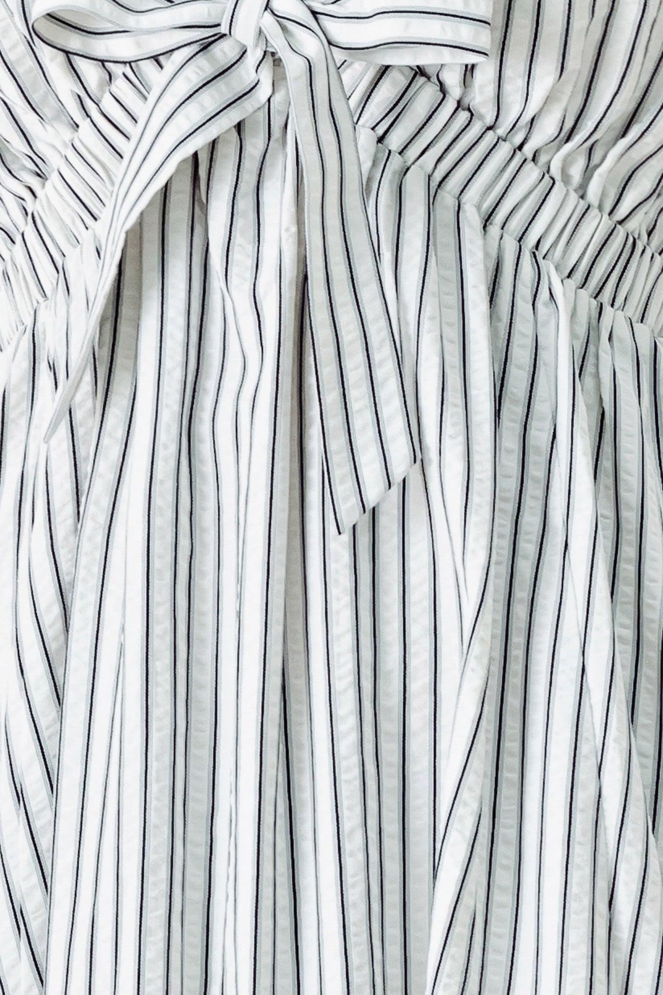 WHISPER STRIPE WOVEN MIDI DRESS Flying Tomato