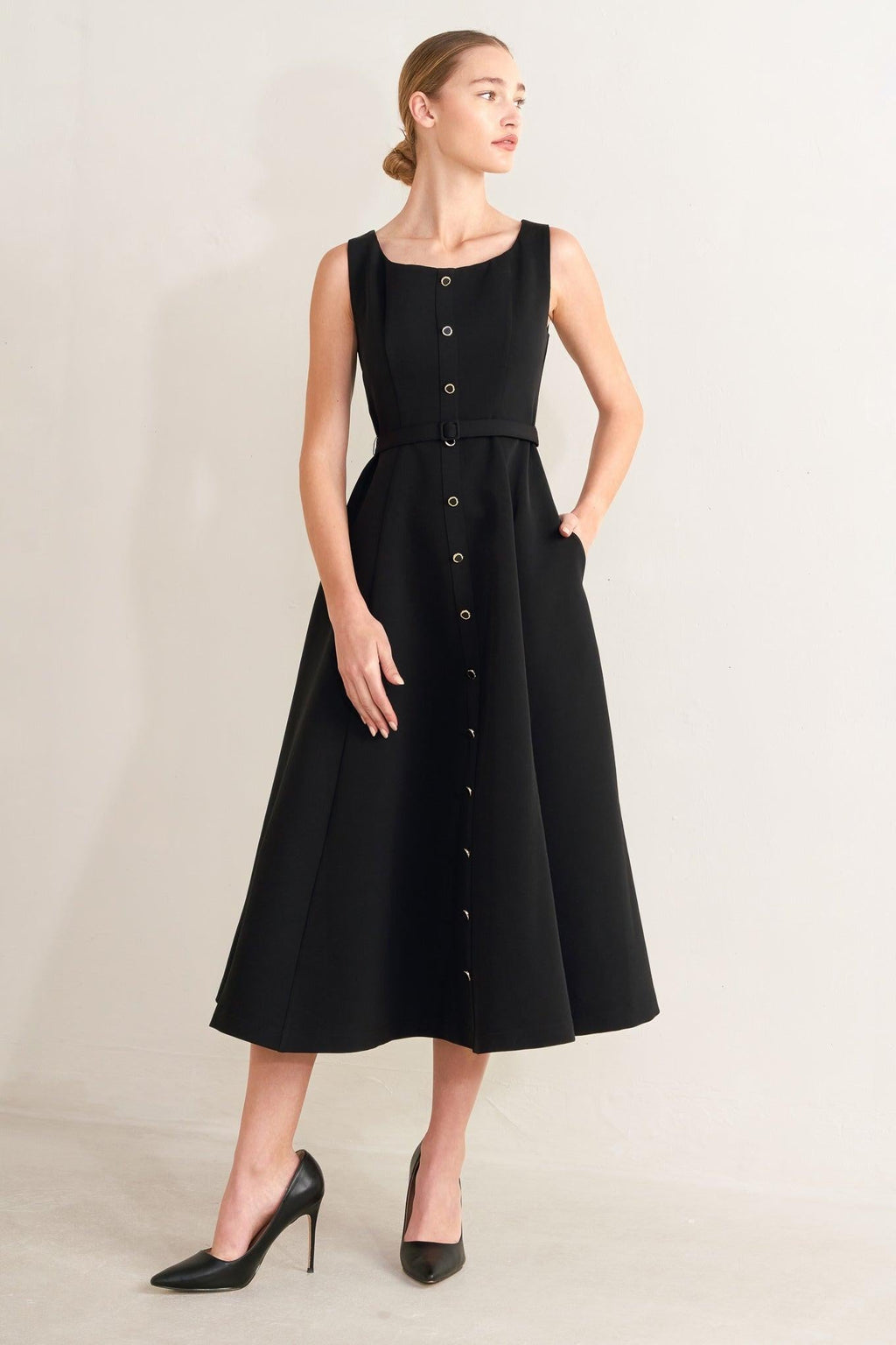 PARIS AFTER DARK WOVEN MIDI DRESS Flying Tomato