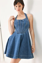 VINTAGE SHAPE DENIM MINI DRESS Flying Tomato