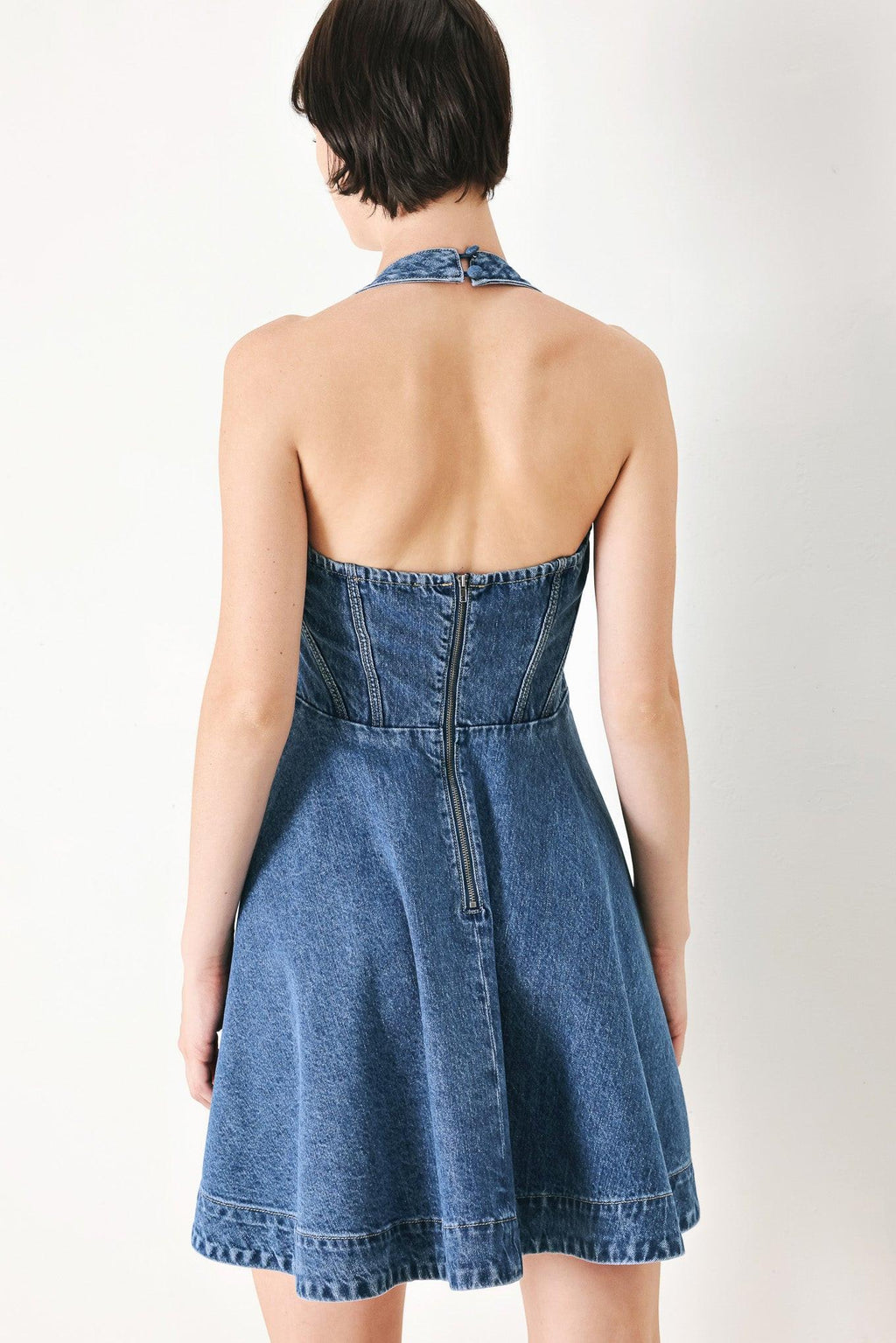 VINTAGE SHAPE DENIM MINI DRESS Flying Tomato