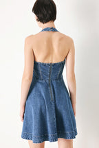 VINTAGE SHAPE DENIM MINI DRESS Flying Tomato