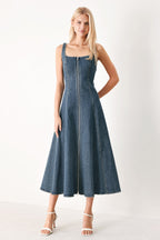 SHAPE OF BLUE DENIM MIDI DRESS Flying Tomato