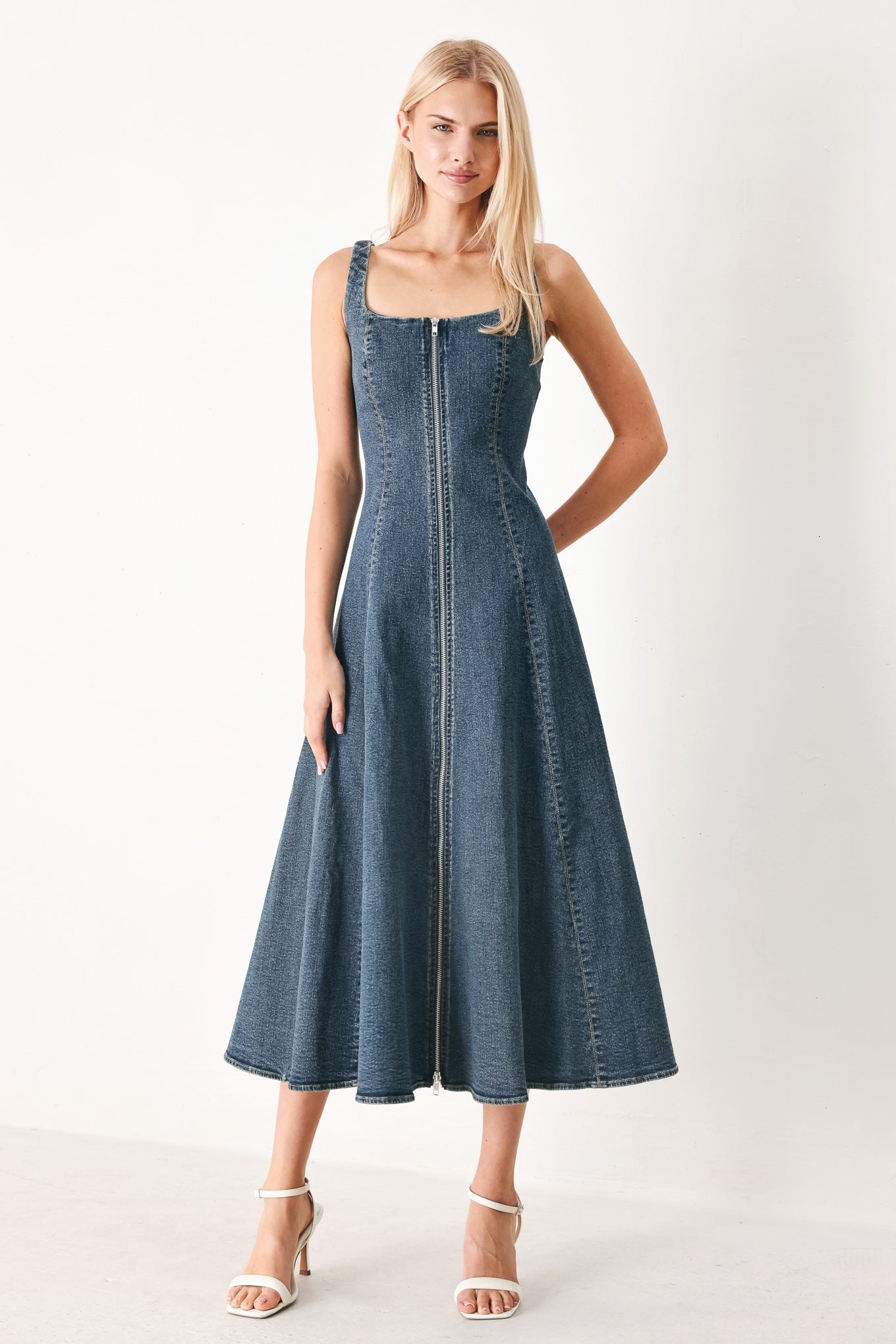 SHAPE OF BLUE DENIM MIDI DRESS Flying Tomato