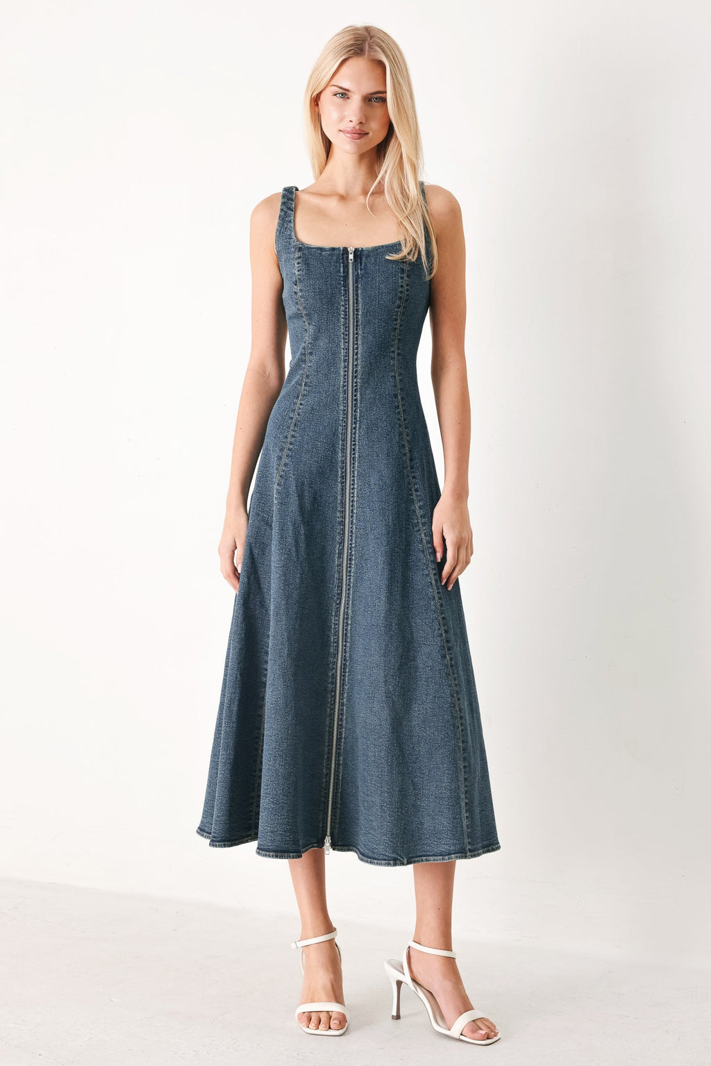 SHAPE OF BLUE DENIM MIDI DRESS Flying Tomato