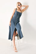 SHAPE OF BLUE DENIM MIDI DRESS Flying Tomato