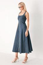 SHAPE OF BLUE DENIM MIDI DRESS Flying Tomato