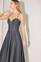 AFTER HOURS SERENADE DENIM MIDI DRESS Flying Tomato