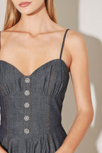 AFTER HOURS SERENADE DENIM MIDI DRESS Flying Tomato