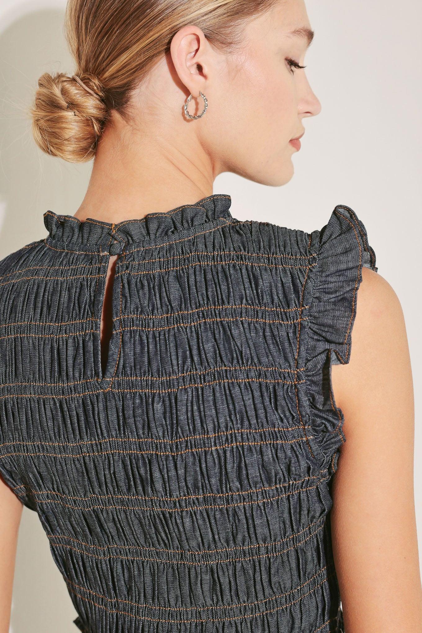 ROMANTIC REVERIE DENIM MIDI DRESS Flying Tomato