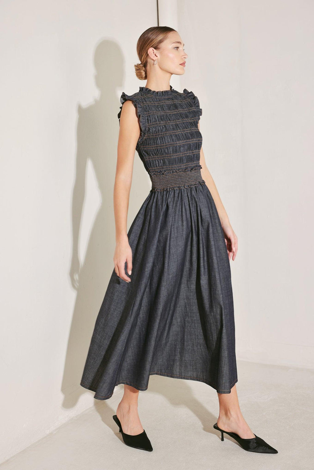 ROMANTIC REVERIE DENIM MIDI DRESS Flying Tomato