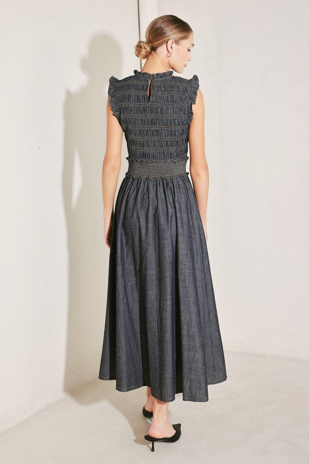 ROMANTIC REVERIE DENIM MIDI DRESS Flying Tomato