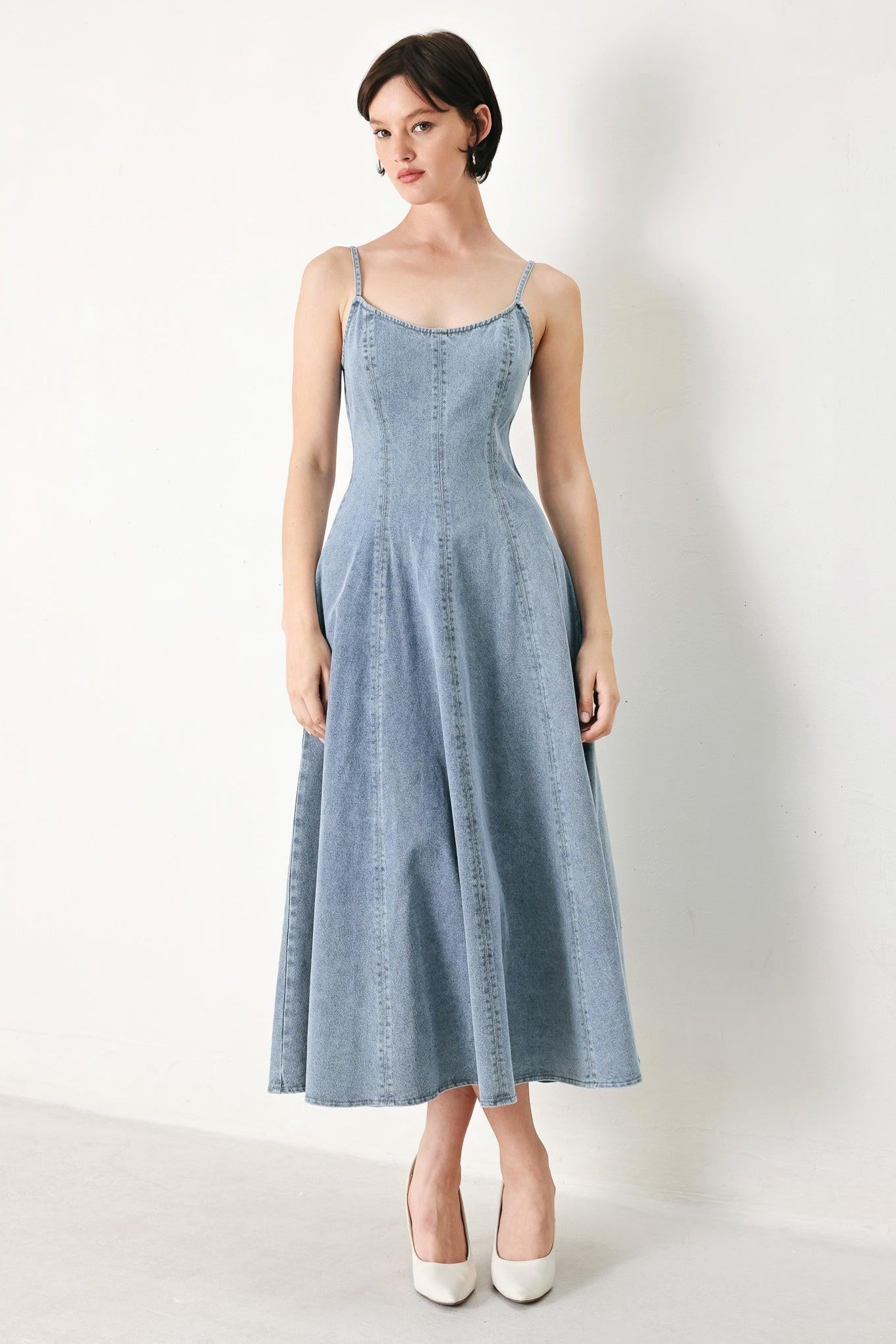 CLOUD NINETTE DENIM MIDI DRESS Flying Tomato