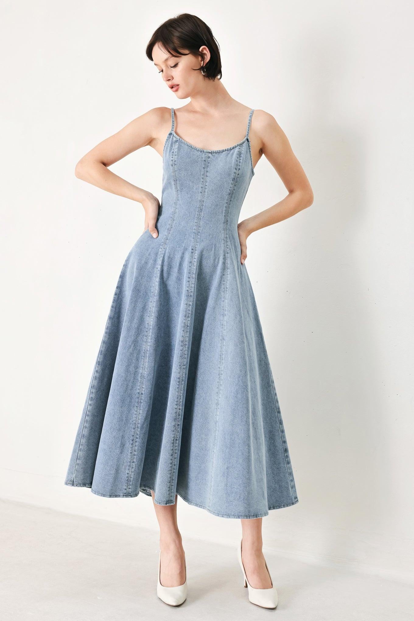 CLOUD NINETTE DENIM MIDI DRESS Flying Tomato