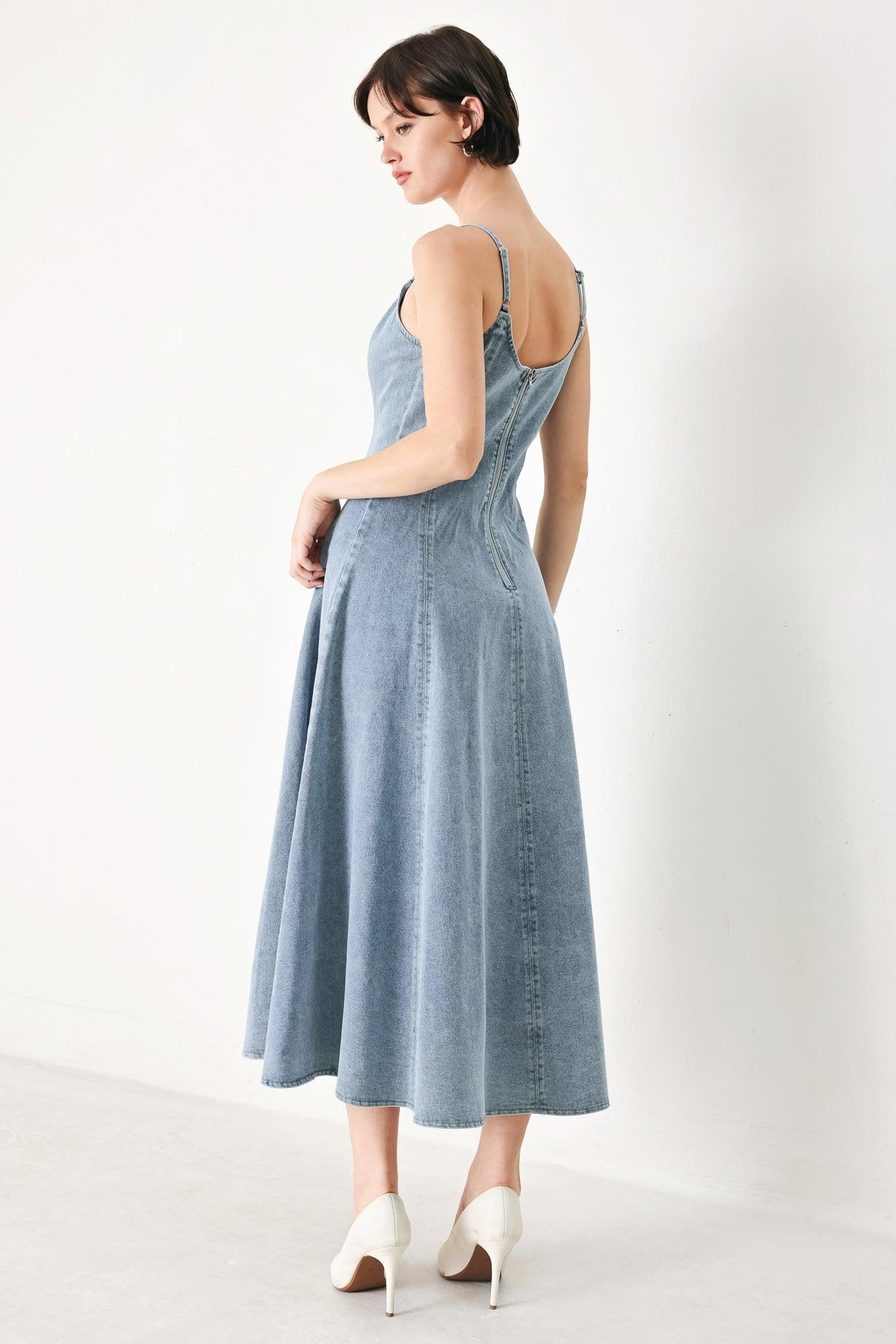 CLOUD NINETTE DENIM MIDI DRESS Flying Tomato