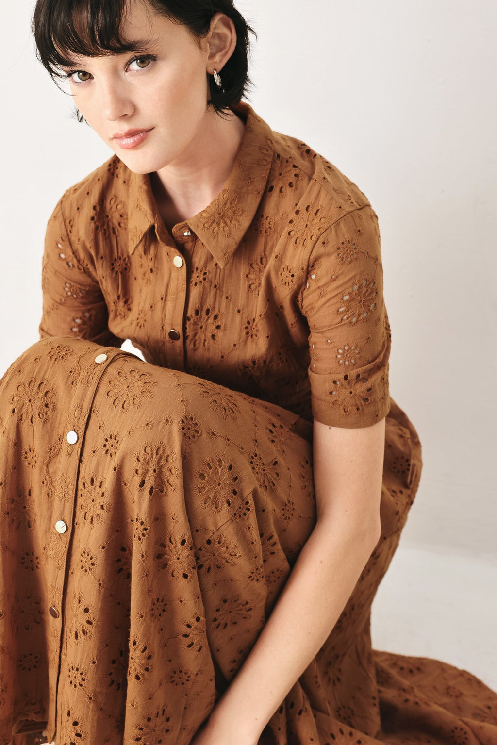 TIMELESS LOVE WOVEN EYELET MIDI DRESS Flying Tomato