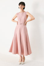 CALM AFTERGLOW BLUSH WOVEN MIDI DRESS Flying Tomato