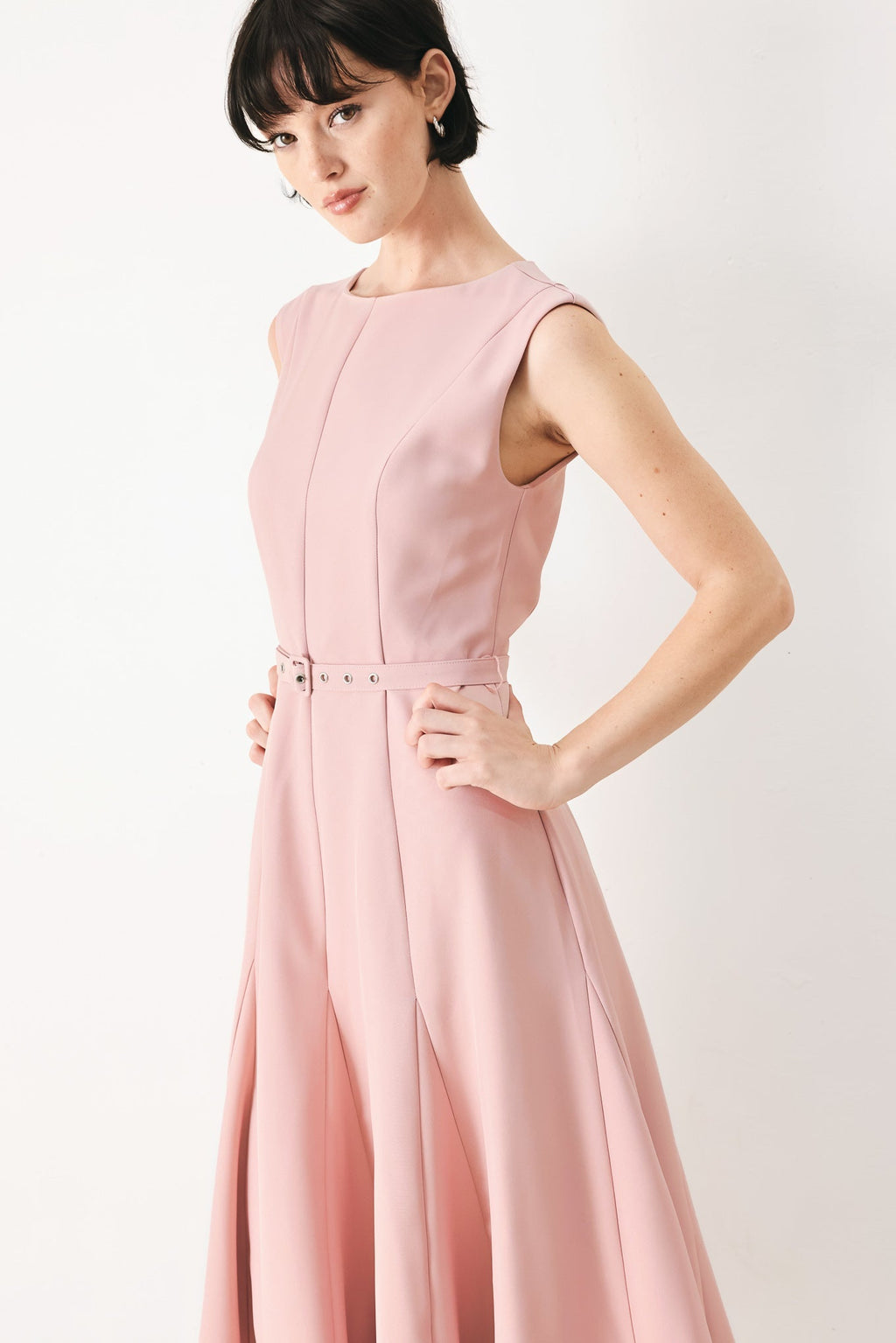 CALM AFTERGLOW BLUSH WOVEN MIDI DRESS Flying Tomato