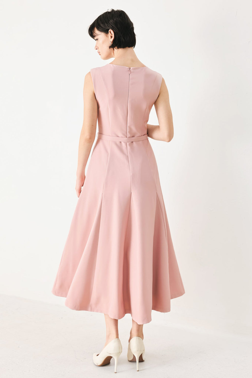 CALM AFTERGLOW BLUSH WOVEN MIDI DRESS Flying Tomato