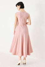 CALM AFTERGLOW BLUSH WOVEN MIDI DRESS Flying Tomato