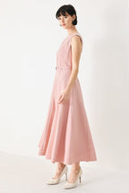 CALM AFTERGLOW BLUSH WOVEN MIDI DRESS Flying Tomato