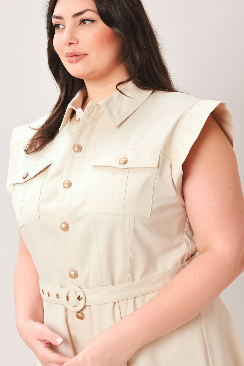 NEUTRAL COMMAND WOVEN SHIRT DRESS Flying Tomato