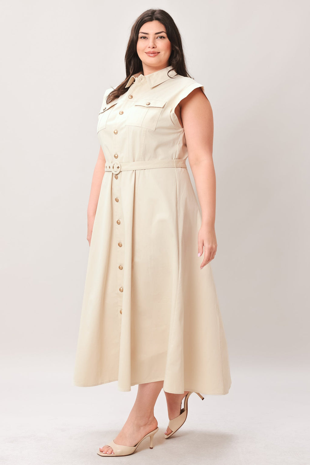 NEUTRAL COMMAND WOVEN SHIRT DRESS Flying Tomato