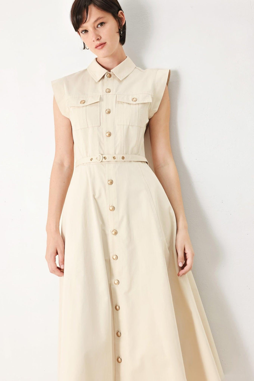 NEUTRAL COMMAND WOVEN SHIRT DRESS Flying Tomato