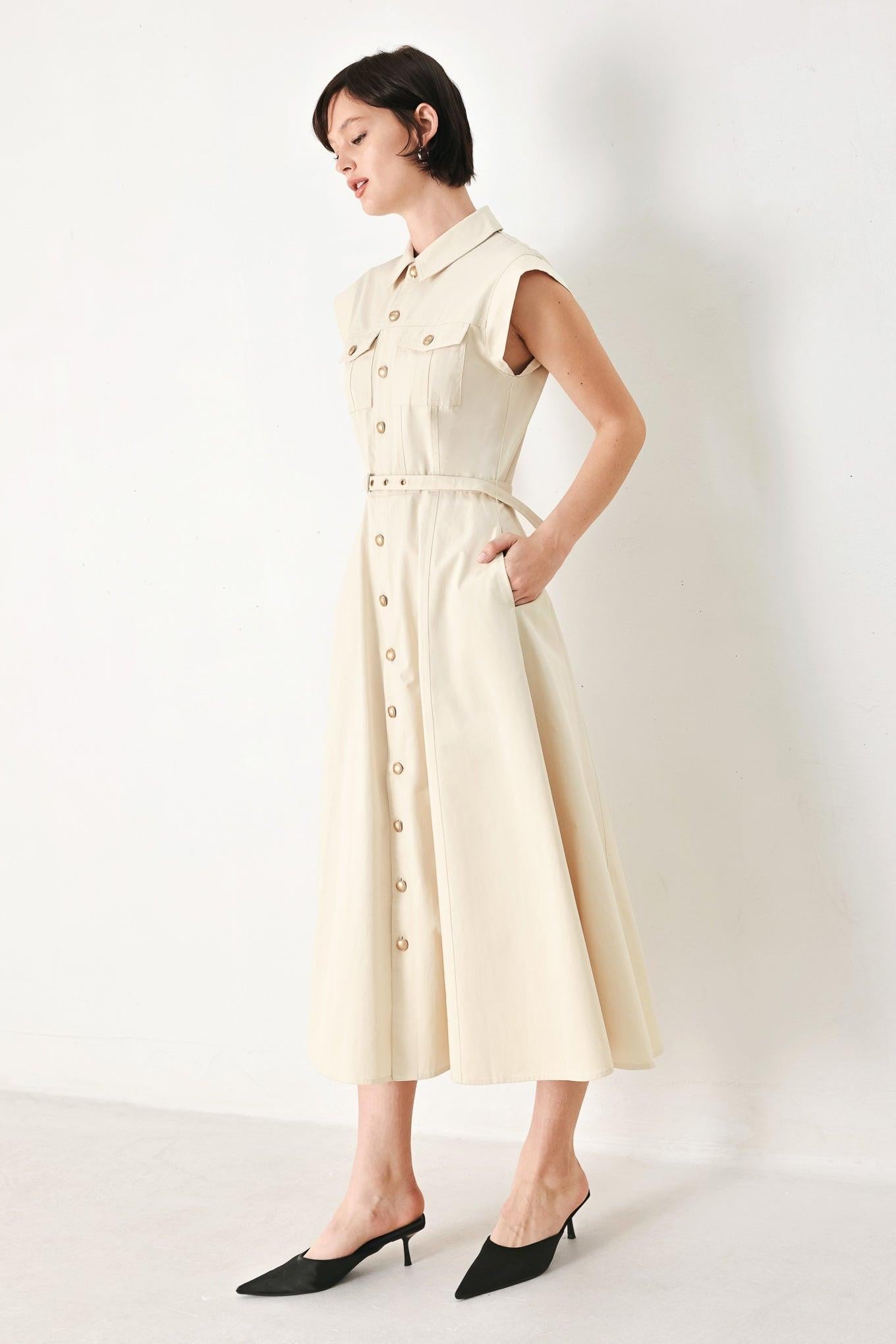 NEUTRAL COMMAND WOVEN SHIRT DRESS Flying Tomato