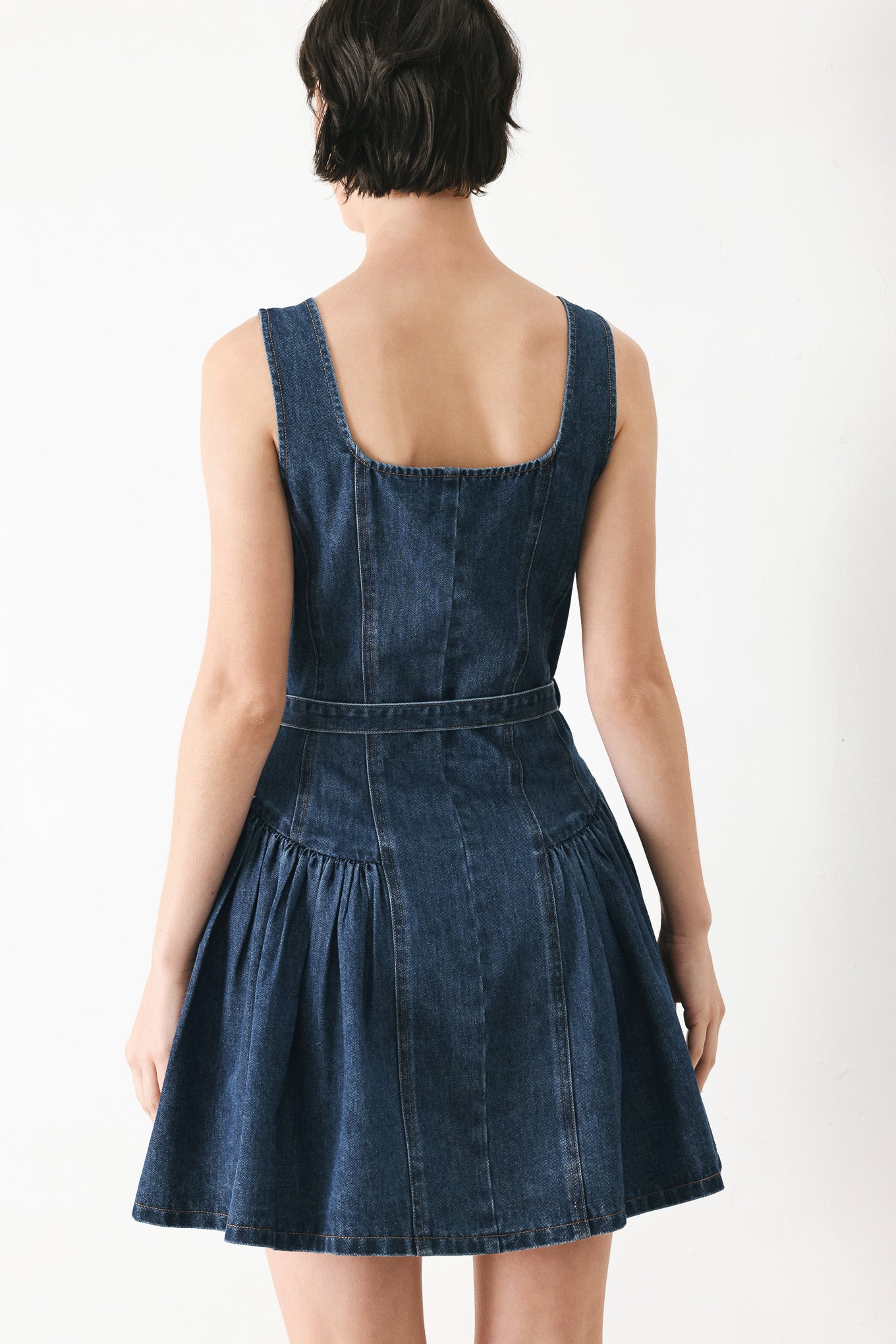 BABY BLUE LOVE DENIM MINI DRESS Flying Tomato